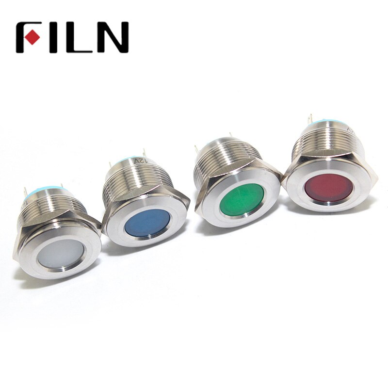 22mm LED Metal Indicator warning Light Signal Lamp 6V 12V 24V 110V 220V Red Yellow Blue Green White led