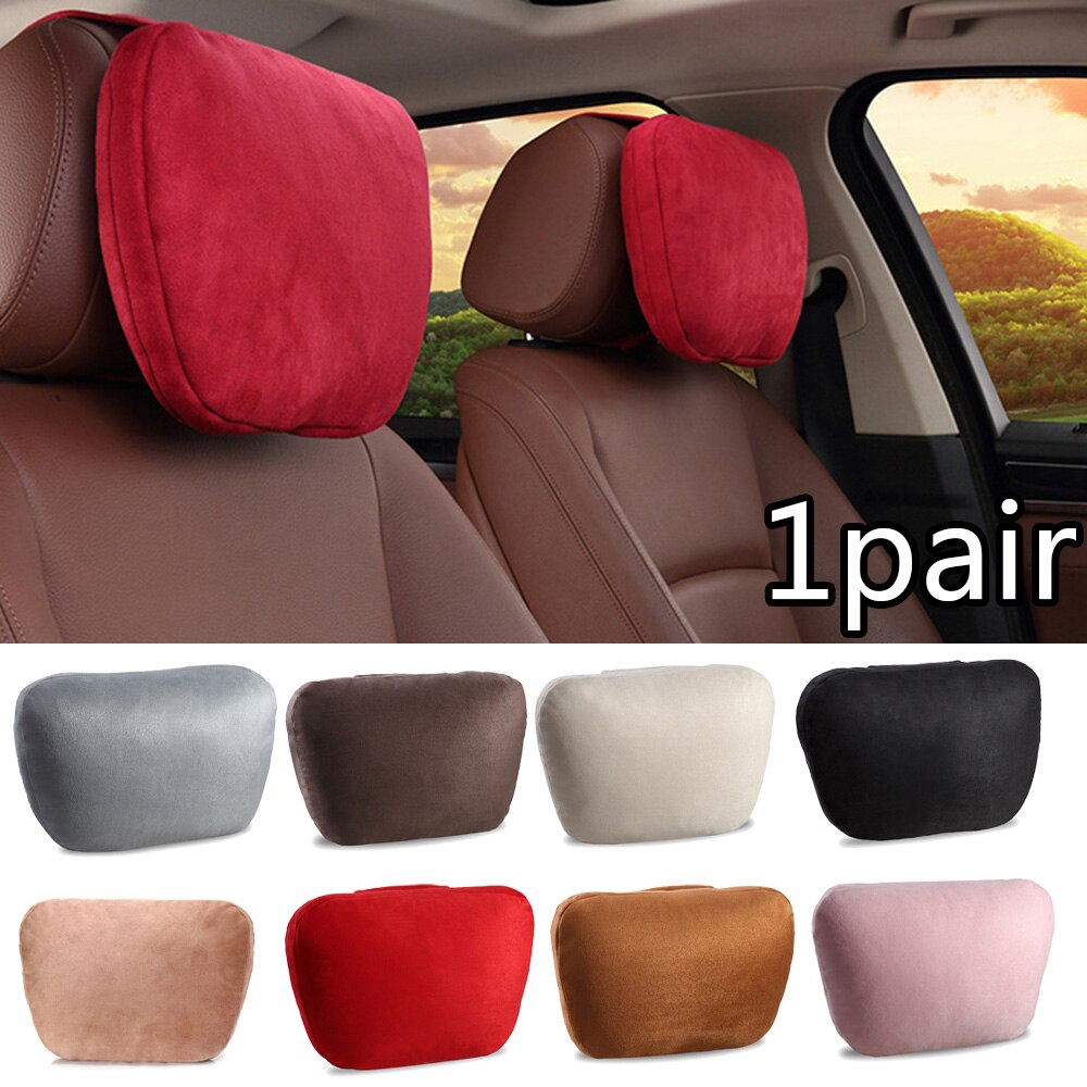 1Pair Universal Car Headrest Ultra Super Soft Pillow Four Seasons Neck Support Suede Fabric Pillow 30*25cm