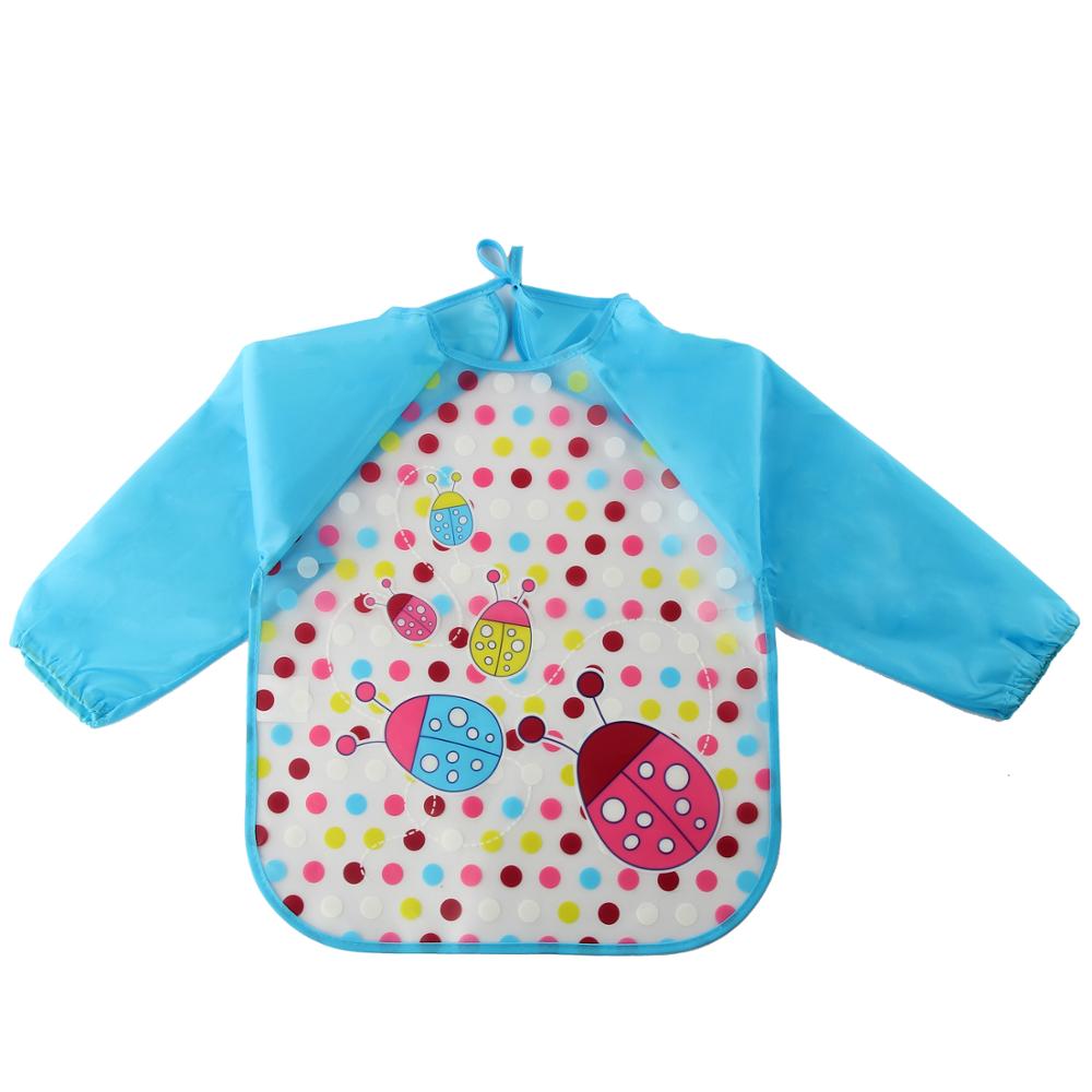 Cartoon Baby Bibs Colorful Long Sleeve Apron Waterproof Toddler Feeding Bibs Burp Cloths Children Painting Clothes Baby Bibs: Black