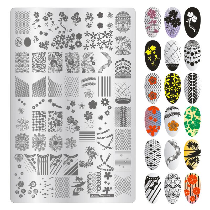 ZJOY-PLUS 1Pcs 9.5*14.5CM Nail Art Stamping Plates Stamping Nail Image Templates Manicure Stencils For Nails Stamps 19 Styles
