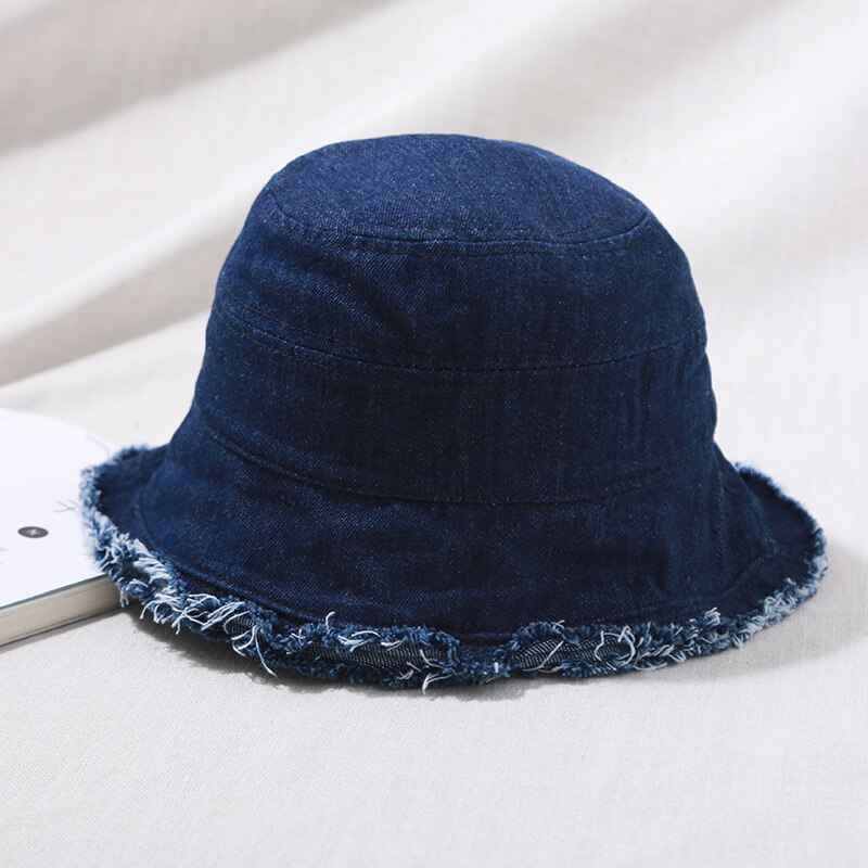 Sombrero de pescador vaquero para mujer, gorra de pescador plegable de ala ancha lavada, Estilo Vintage, turismo al aire libre, , novedad de verano: Navy
