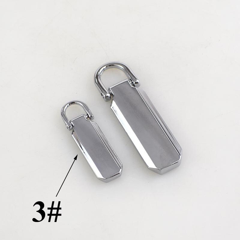10Pcs Detachable 3# 5# Metal Zipper Pullers for Zip Sliders Head Zippers Repair Kits Zips Pull Tab DIY Accessories KY907: No3-chrome