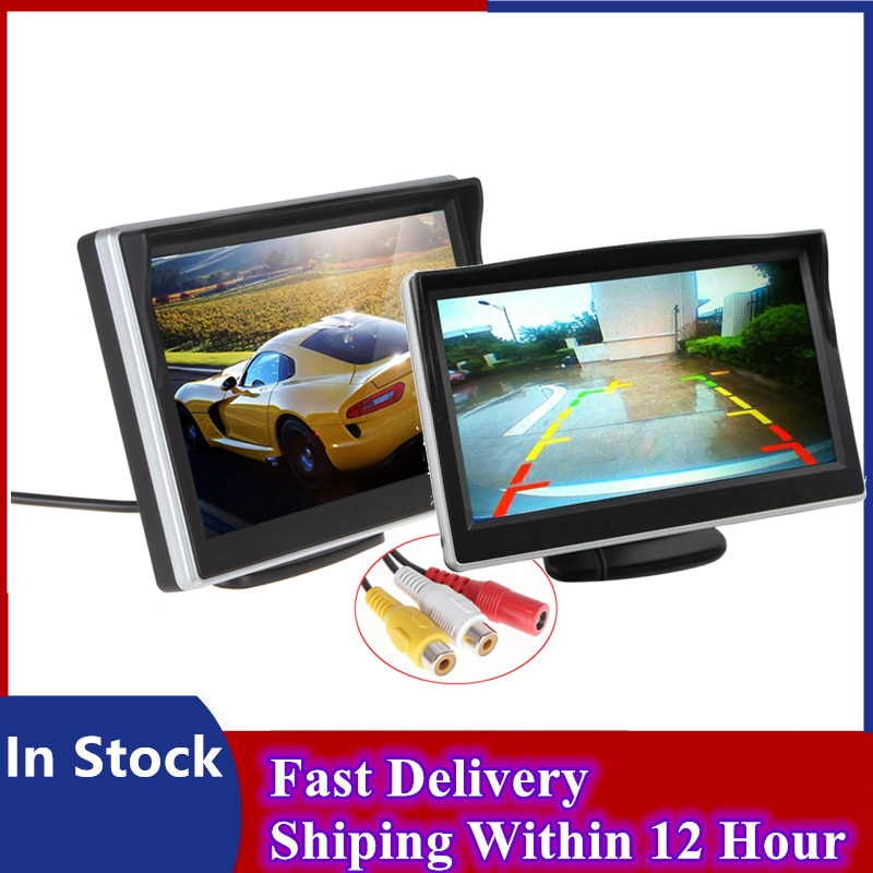 5 Inch HD Car Monitor LCD Display 16: 9 Screen Auto Parking System HD Screen 2 Way Video Input Reverse Rear View Auto Monitors