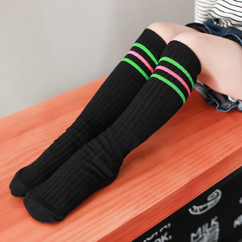 Calzini a righe da calcio per ragazzi da bambina calzini da bambino per bambini calzini a tubo lungo in cotone scuola di sport per bambini gamba bianca roba calda: 1