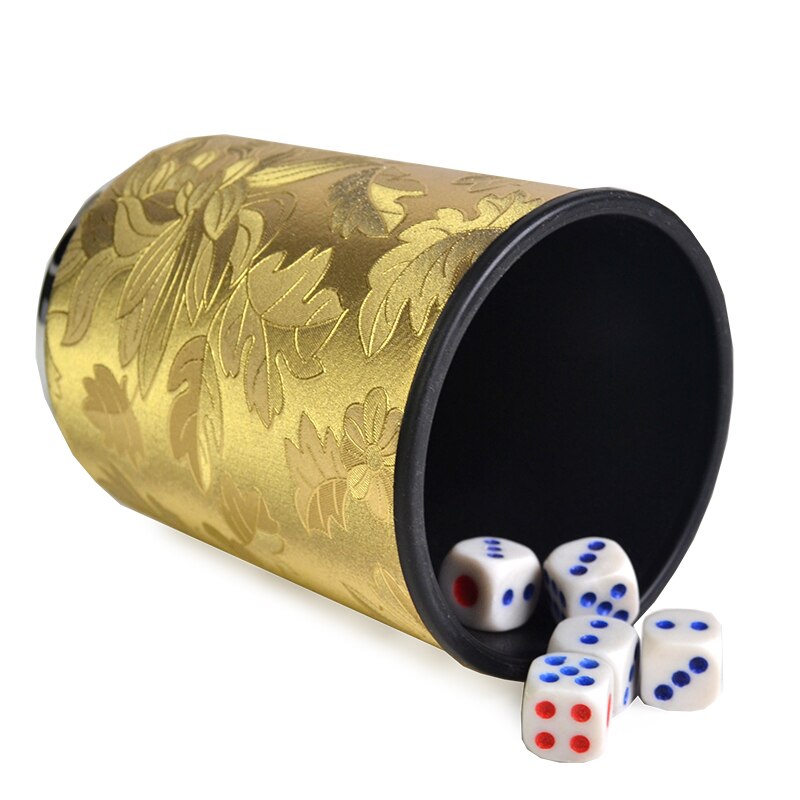 Ktv bar gambling casino texas pokerspil metal+læder terning kop sæt & 6 stk digitale hvide/akryl terninger