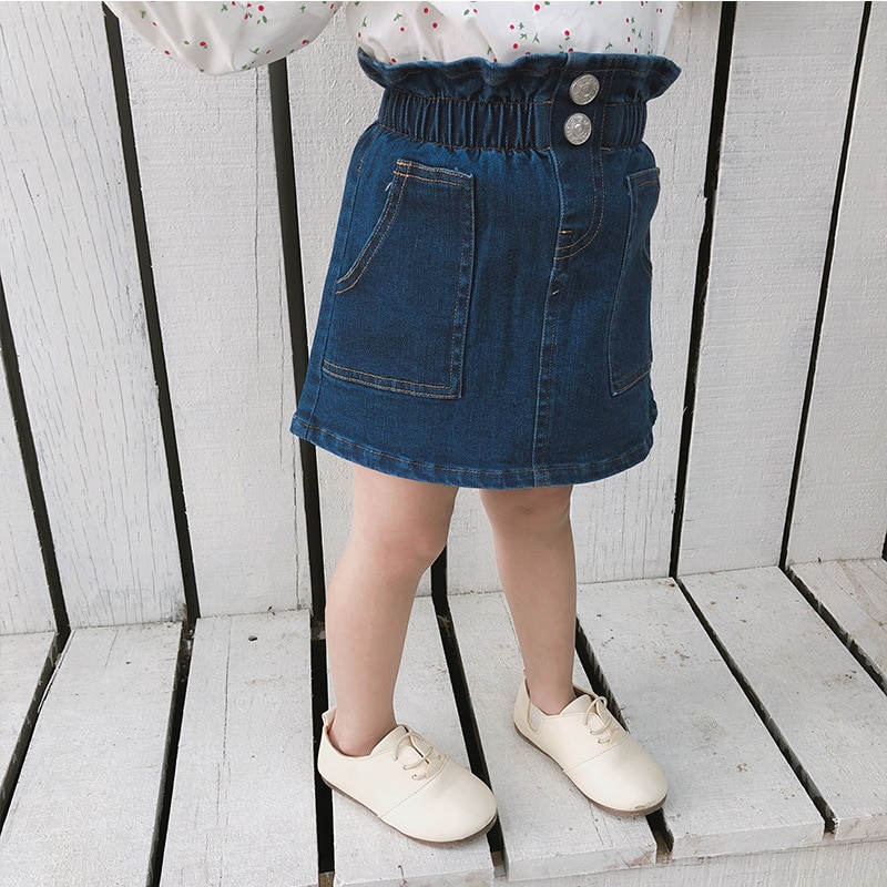 Barn kjol tjejer jeans halv bebis halvlång kort tjej kjol sommar barn bebis tjej kjol