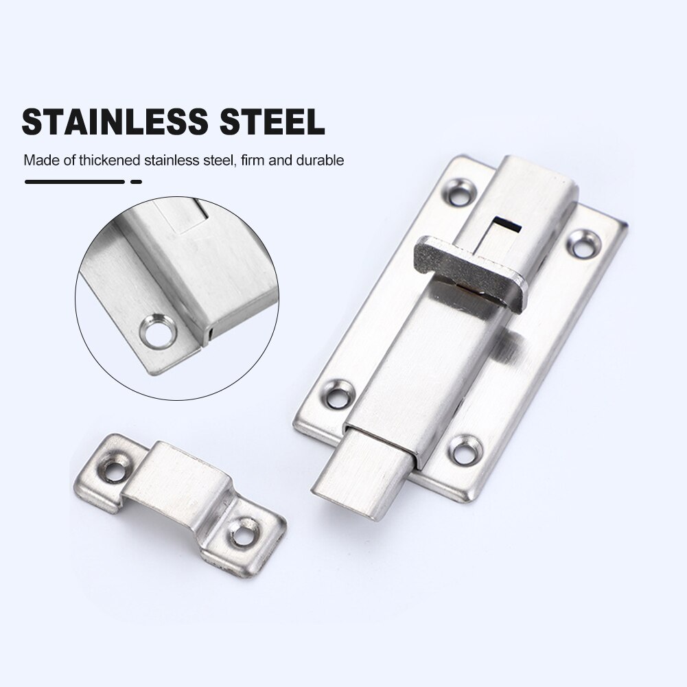 2pcs Home Stainless Steel Sliding Bolts Hardware Anti Theft Easy Install With Screws Heavy Duty Door Latch Gate 3inch 4inch