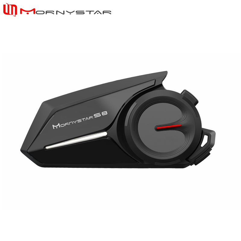 Mornystar S8 Intercom Bluetooth For Motorcycle Helmet Headset FM Music Sharing Helmet Communicator Up to 6 Rider: black