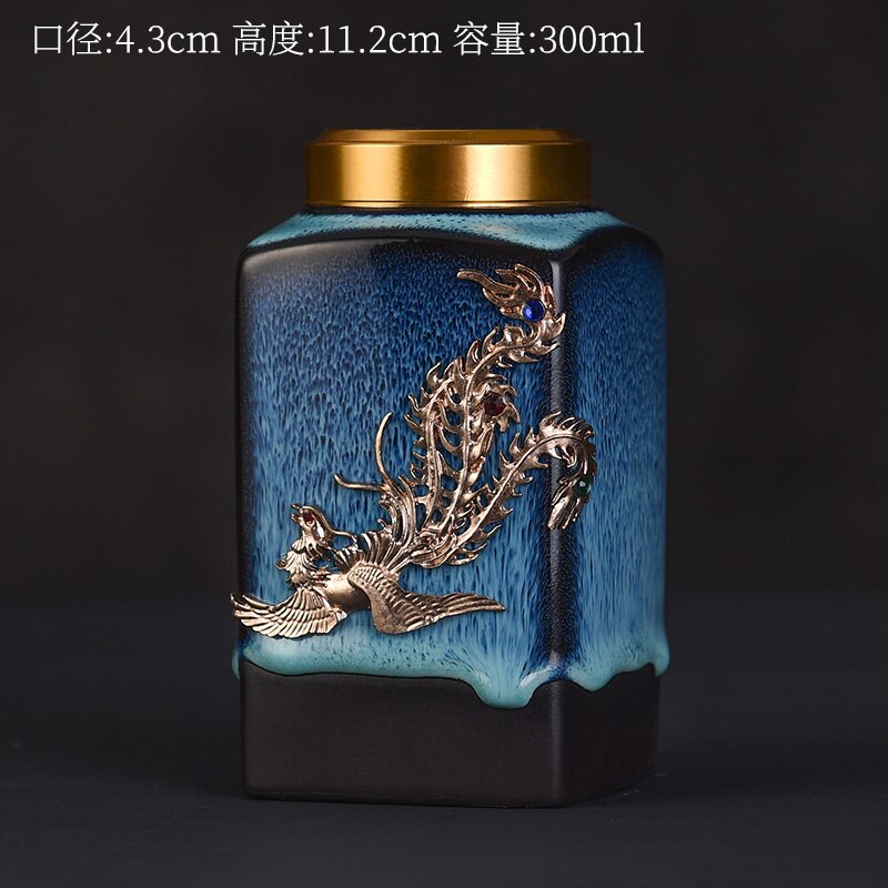 300ml porcelæn te-boks køkken opbevaring flasker mad stash krukke lufttæt lugtsikker beholder te kaffe opbevaring tank te krukke: F