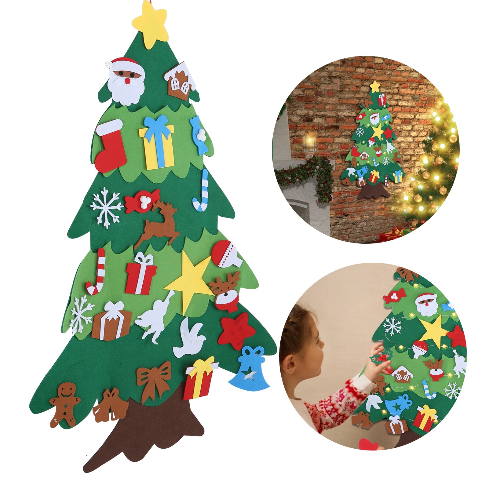 Kerst Decoratie Muur Opknoping Kerstboom Vilt Diy Party Ornament Met Led Party Decoratie