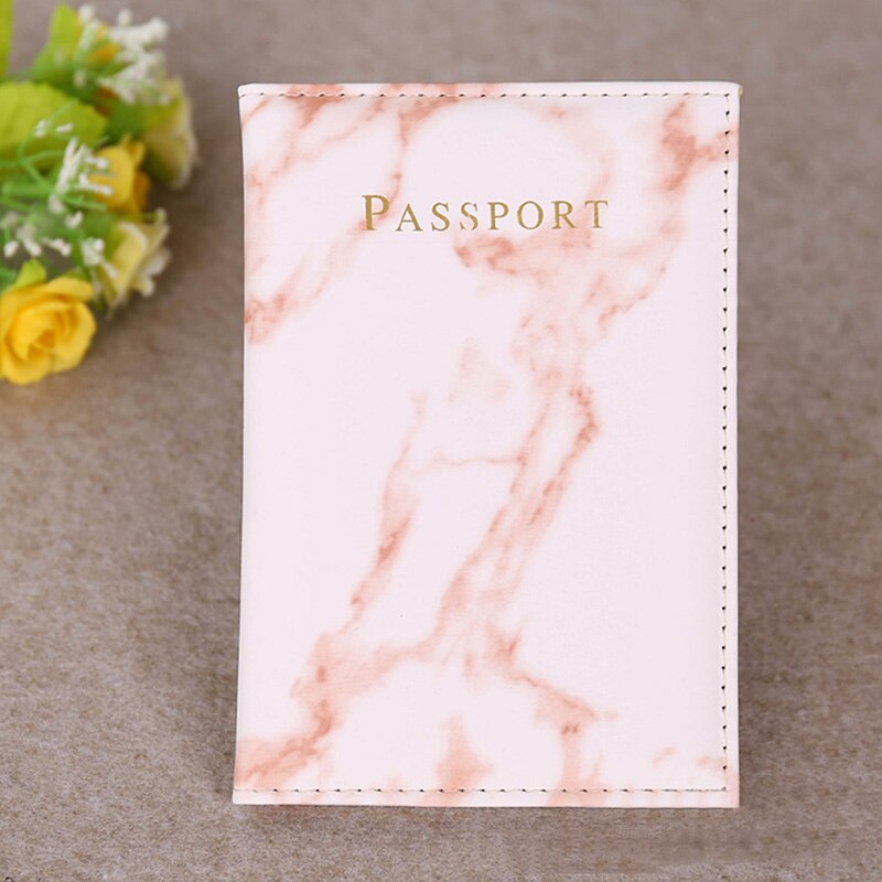 Unisex Passport Cover Marble Style Leather ID Credit Card Cover Passport Holder Women Men Packet Travel Wallet Purse Pouch: light red