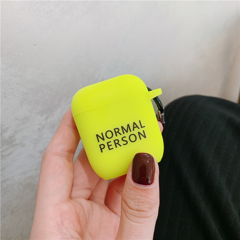 Fluorescent color Simple letter For Airpods Case Cute cartoon Bluetooth Earphone Protective Cover For Airpod 2 soft case: style 9