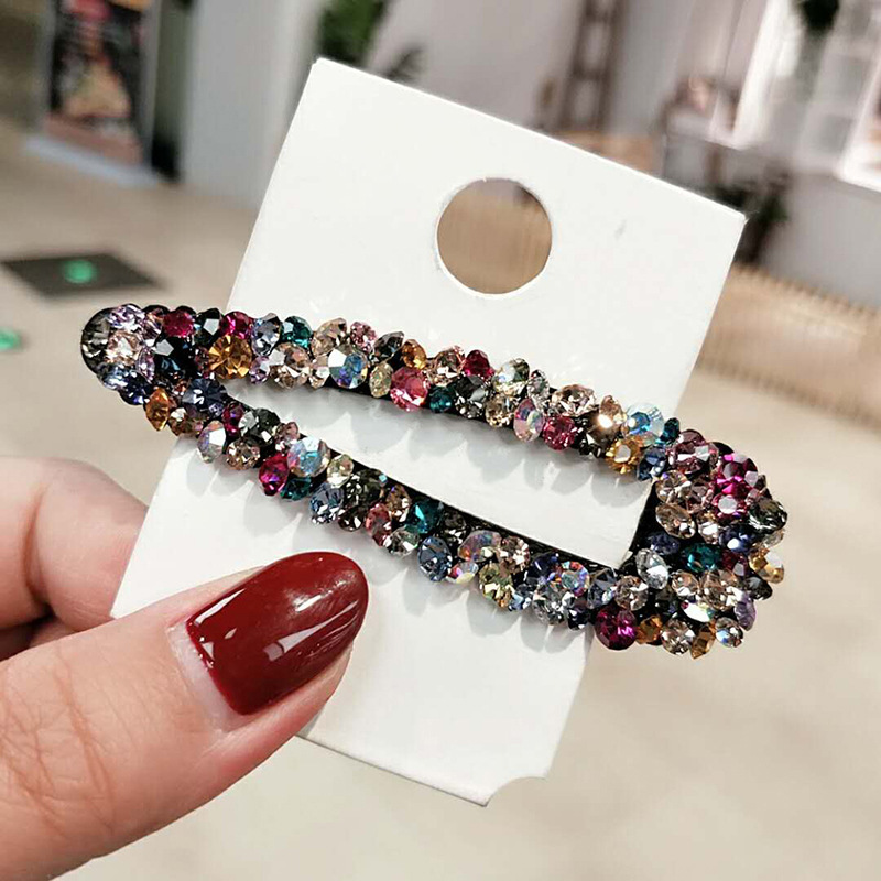 Accesorios para el cabello con pinza para el cabello hueca de lujo con diamantes de colores para mujer