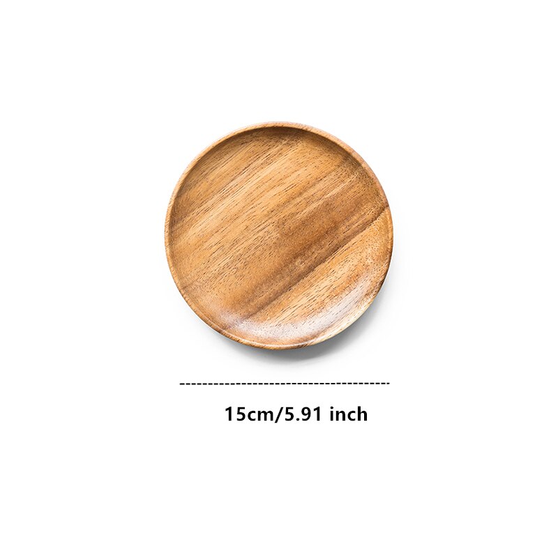 Naturlig tre runde tallerkener håndlaget dessert frukt brød tallerken tallerken brett snacks tallerken suppe retter te brett servise: C 15 x 2cm