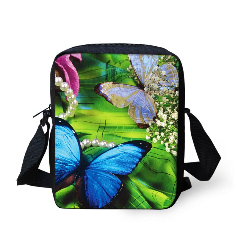Vlinder Print Vrouwen Messenger Bags Kleine Cross-body Bags Voor Tiener Meisjes Mini Kids Schouder Bolsas Vrouwelijke: W3949E