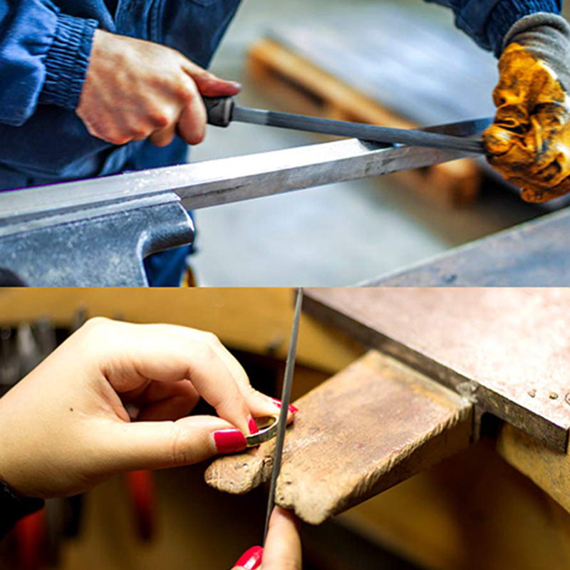 Jeu de limes forgées en acier, 17 pièces, avec étui de transport, grande lime plate/Triple coins/demi-ronde/ronde de précision et 12 aiguilles F