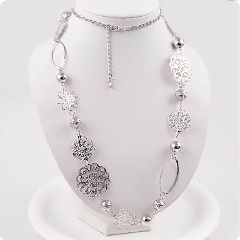 Vintage long necklaces for women Bohemian Jewelry Flower Alloy Layered Statement Necklace for Women