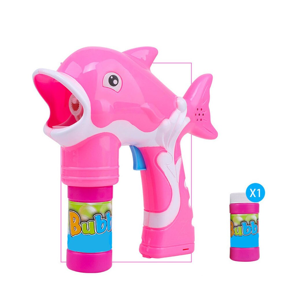 Electric Dolphin Bubble Gun Fully Automatic Children's Cartoon Electric Music Light Dolphin Bubble Machine: Gray