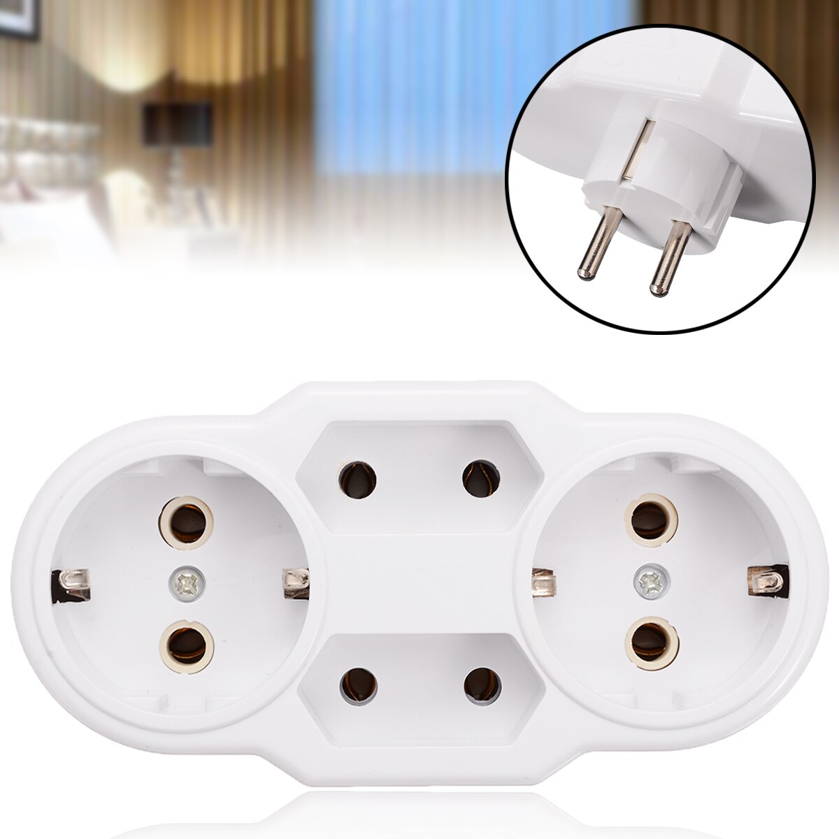 Multiple Plug Power Distribution Adapter EU Standard For Restaurant Hotel Conversion Socket Electrical 1000W