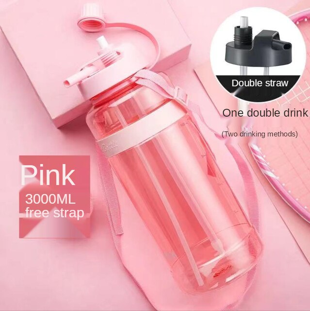 1L 2L 3L Large Capacity Sports Water Bottle Portable Debris Water Cup With Straw Outdoor Camping Picnic Climbing Water Bottle: J