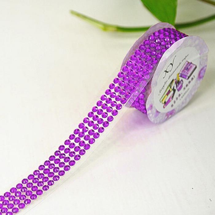 Kristal kleurrijke acryl zelfklevende strass steentjes sticker tape knutsel glitter edelsteen diy stickers voor scrapbooking kunst decoratie: Paars 