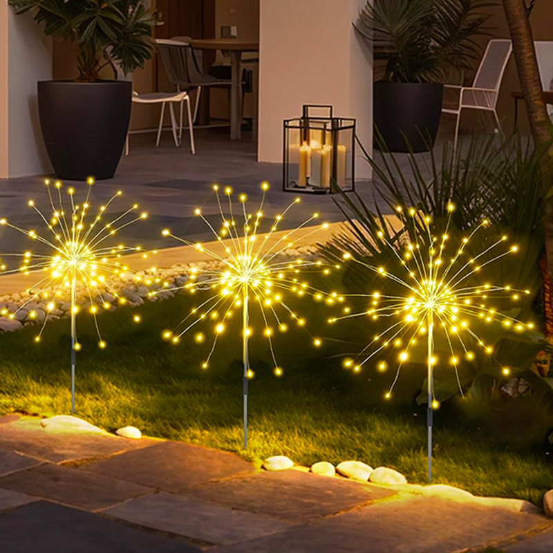 Luces solares impermeables para exteriores, decoraciones exteriores para jardín, lámpara LED de fuegos artificiales para Patio, camino, césped y balcón