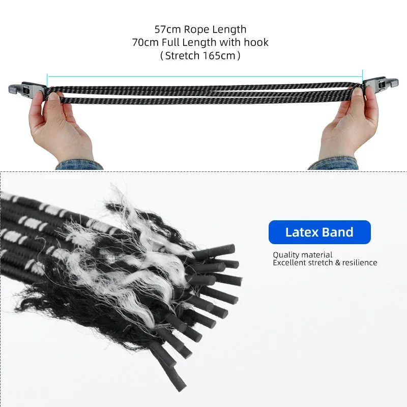 Fietsbagage Bungee-riem 3 banden in 1 Elastisch jacquard touw Versterkte kunststof Dubbele haken Fietsen Carry Bungee-draagriem