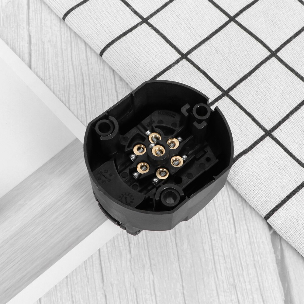 Round Hole Trailer Plug 7-Way Boat Truck Trailer Connector Plug Socket Bracket Set Kit Truck Trailer Connector