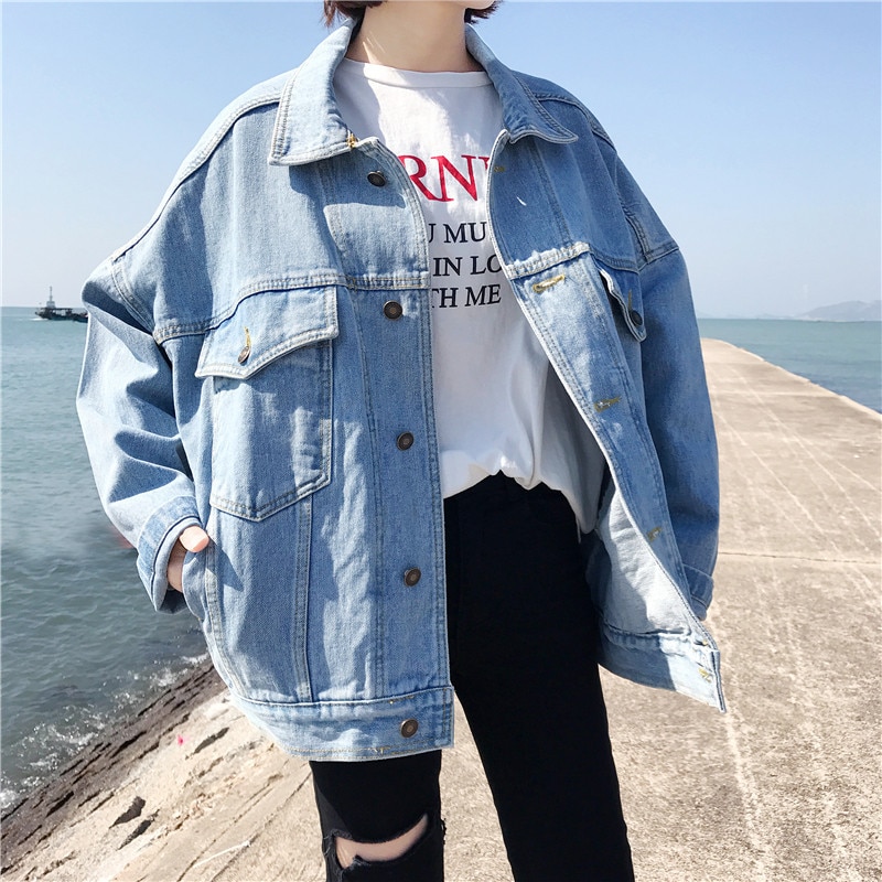 ZQLZ printemps Denim veste femmes nouvelle broderie lettre simple boutonnage Vintage décontracté automne manteau Mujer