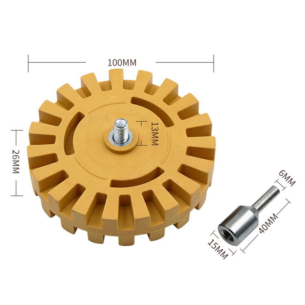 4 inch 100mm Rubber Eraser Wheel 5/16-24 Teeth Pinstripe Decal Decal Wheel Pad Rubber Disk Pneumatic Car Sticker Remover Tools