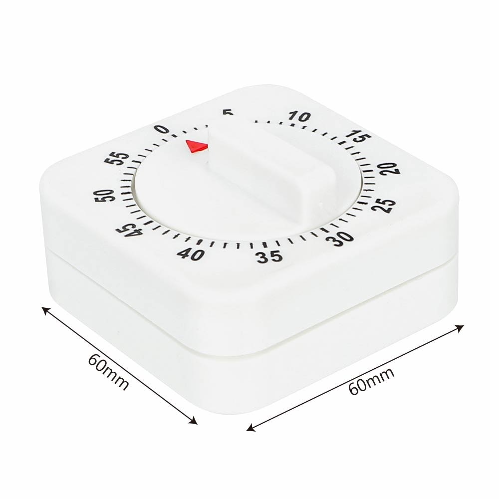 HOOMIN 60 Minutes Kitchen Timer White Square Countdown Alarm Reminder Mechanical Timer Kitchen Cooking Tools