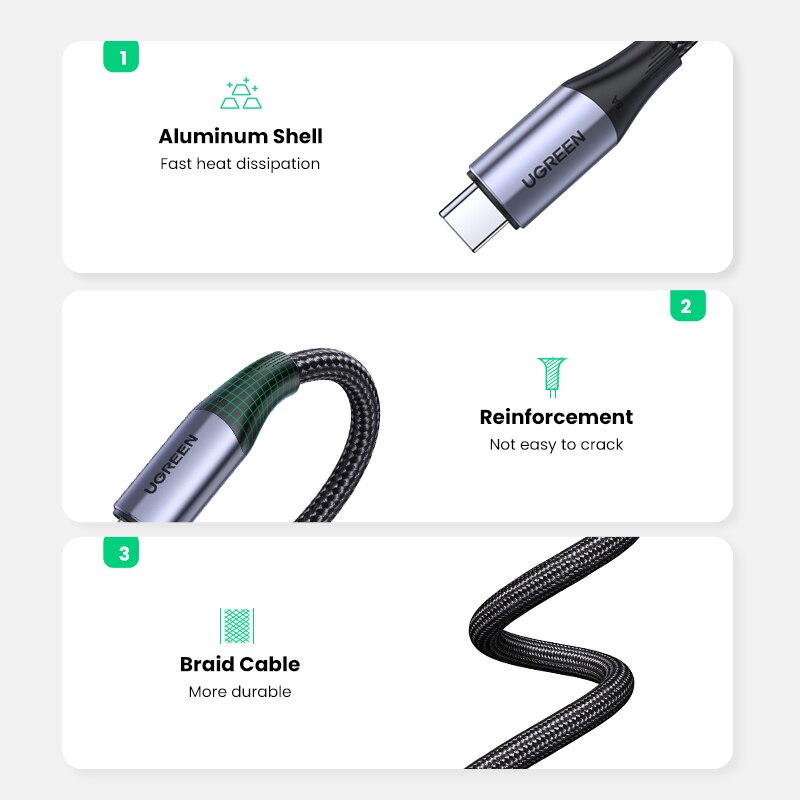 Ugreen 5A kabel USB C robić typu C dla Macbook zawodowiec PD100W USB 3.1 rodzaj 2 szybki kabel USB C robić Samsung S9 uwaga 9 szybki przewód opłata4.0