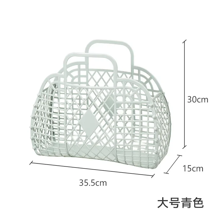 Plast hul oppbevaringskurv, sammenleggbar badekurv, fruktkurv: Lilla