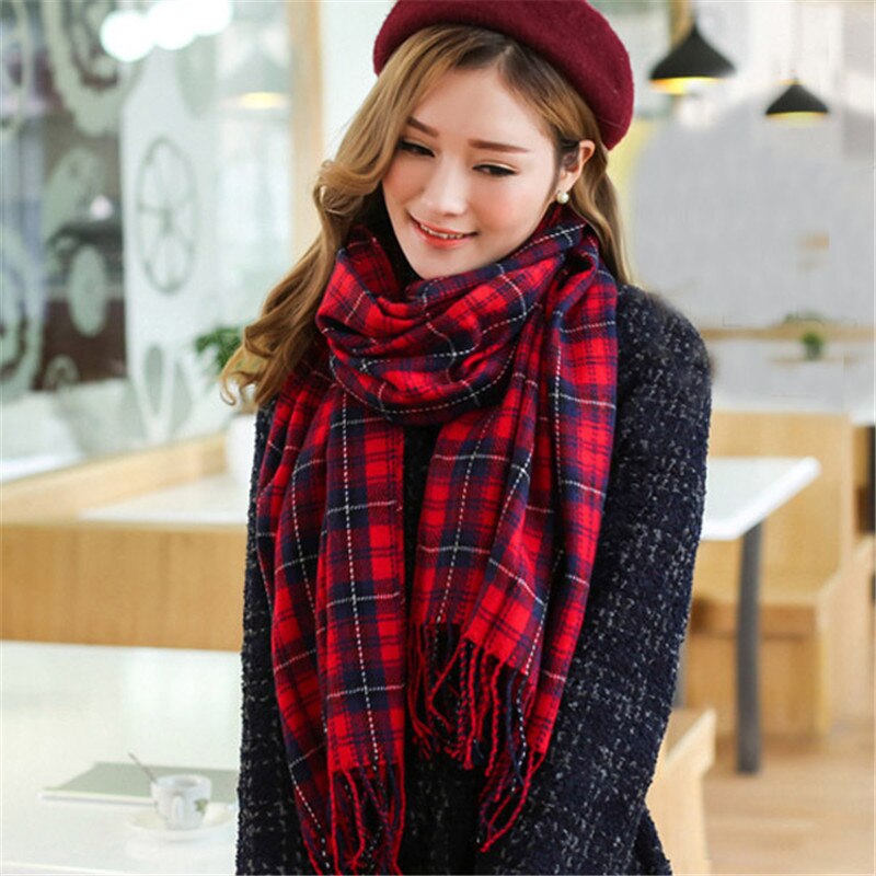 RUNMEIFA Luxury Brand Wool Winter Warm Women Scarf Plaid Thick Blanket Shawls and Wraps Scarves for Women: 21