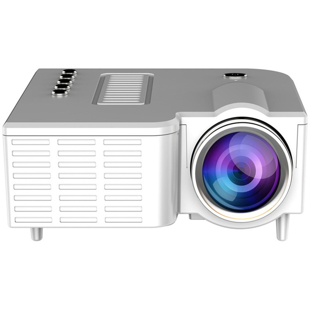 Mini proyector portátil en miniatura Uc28C Led para el hogar para niños pequeños, proyector con cable para el hogar: Blanco