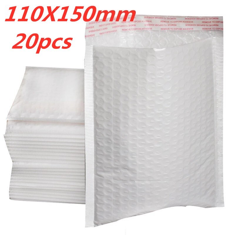 20 Stks/partij 110*150Mm Wit Schuim Envelop Tas Verschillende Specificaties Mailers Padded Envelop Met Bubble Mailing Zak: Default Title