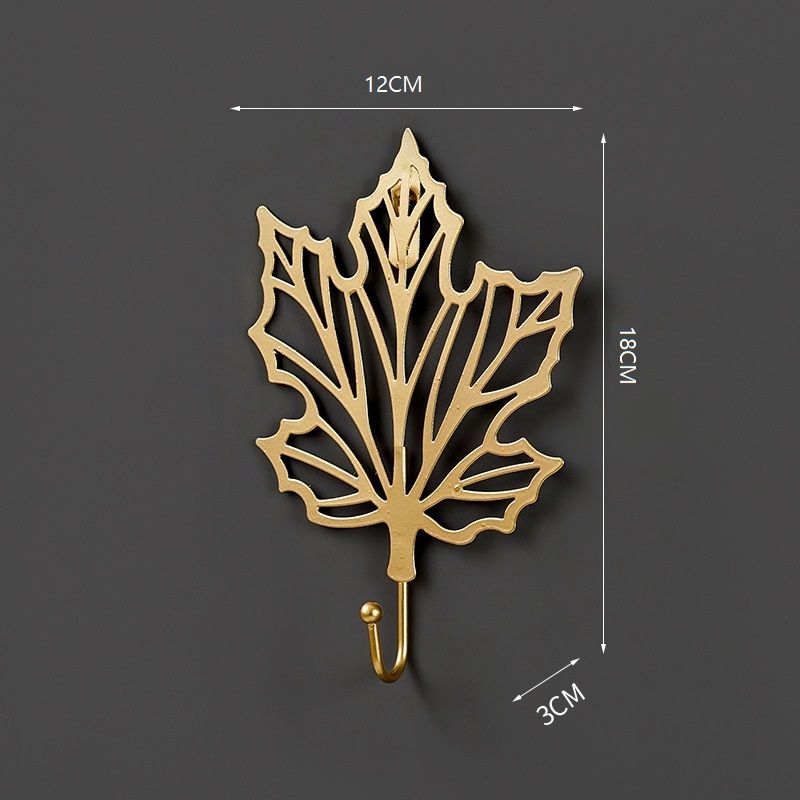 Gold Leaf Shape Hanging hooks Punch-Free Wall Hanger Hanging Storage Rack For Towel Cloth Self Adhesive Household Organizer: C