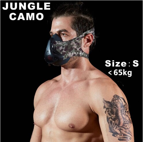Fdbro sport løbemaske træning fitnesscenter træning cykling elevation cardio udholdenhed vejrtrækning stor højde konditionering sport maske: Jungle camo s