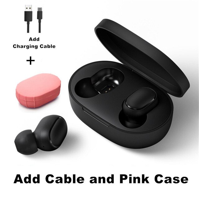 Xiaomi Redmi AirDots S Bluetooth 5.0 Wireless Earphone TWS Left Right Low Lag Mode Bluetooth 5.0 Noise reduction Headset: Cable Pink Case