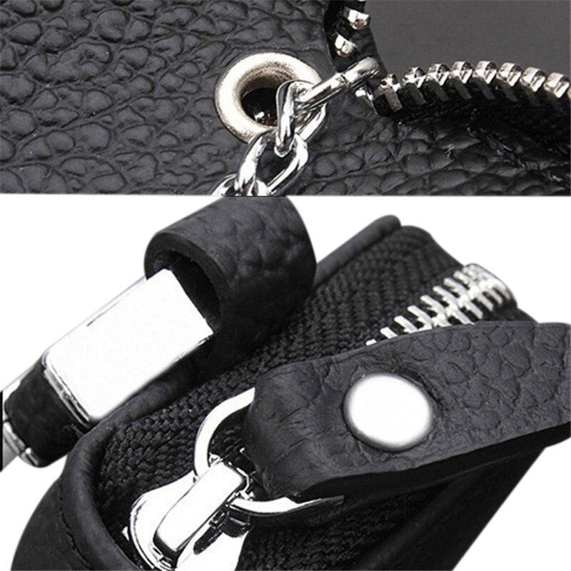 Men Car Remote Control Key Case Universal PU Leather Zipper Key Case Organizer Women Keychain Cover Bag Pouch Purse