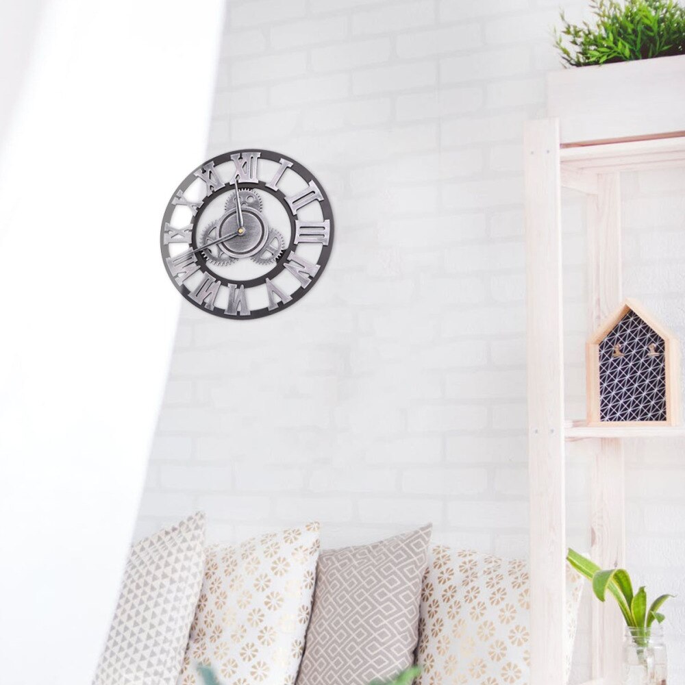 Industrial Gear Wall Clock Decorative Wall Clock Industrial Style Wall Clock (30cm Golden Shipment without Battery)