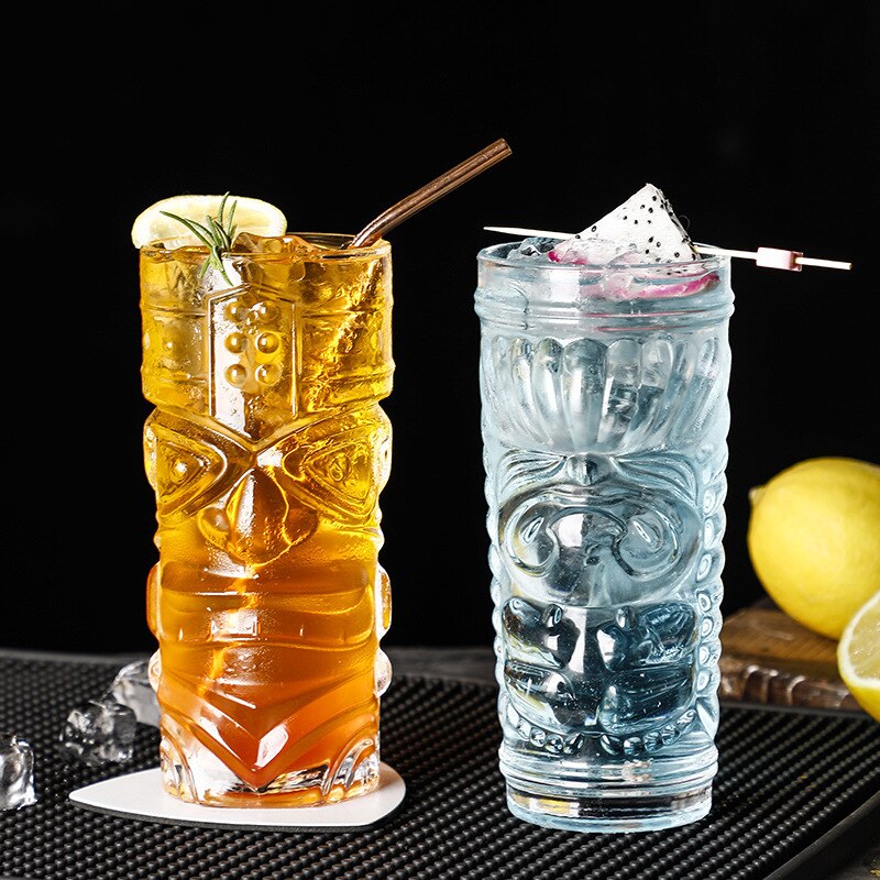 Glass Juice cup Hawaiian Cocktail Cup Clear Tiki Glasses Totem Cup Grimace Cup Bar Drinkware