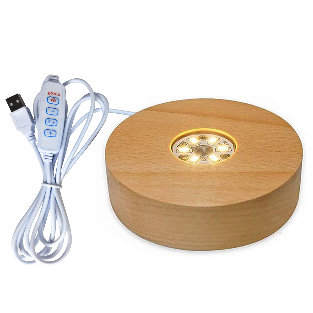 Luce notturna a portato ricaricabile base luminosa in legno Espositore rotante con telecomando per decorazioni per la casa in resina di cristallo e vetro: Blu