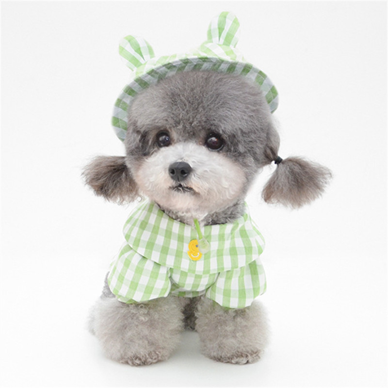 Hond Shirt Hoed Outdoor Reizen Huisdier Kleding Yorkshire Chihuahua Poedel Bichon Pommeren Schnauzer Huisdier Cap Kostuum Outfit: Green Shirt and Hat / S