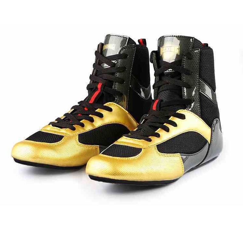 Breathable Wrestling Shoes Gold Men Luxury Light Wight Flighting Boxing Shoes Size 39-46 Comfortable Wrestling Sneakers