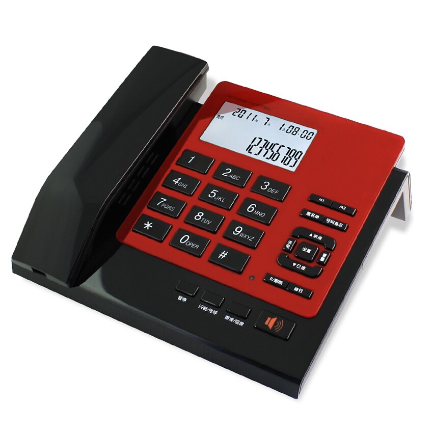 Acrylic Panel Home Office Corded Phone Landline with Caller ID, 5 Groups of Blacklist, Adjustable LCD Brightness, R Button