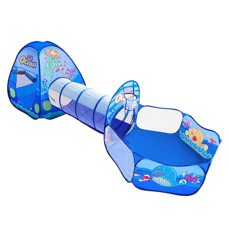 Childrens Pool Tent Bal Pit Speelhuis Crawl Tunnel Oceaan Thema Spelen Tent Voor Kinderen Indoor Outdoor Speelhuis: Default Title