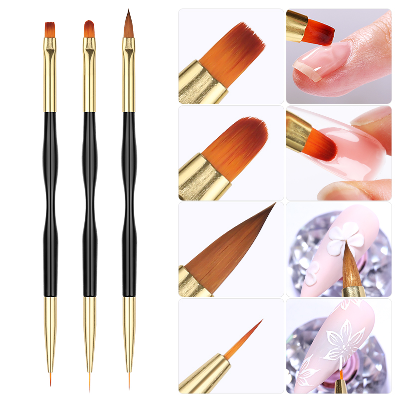 14 Größen Nail Art Pinsel Metallgriff Nail Liner Pinsel Streifenmuster Malpinsel Acryl UV Gel Verlängerung Zeichnung Schnitzstift: WHITE