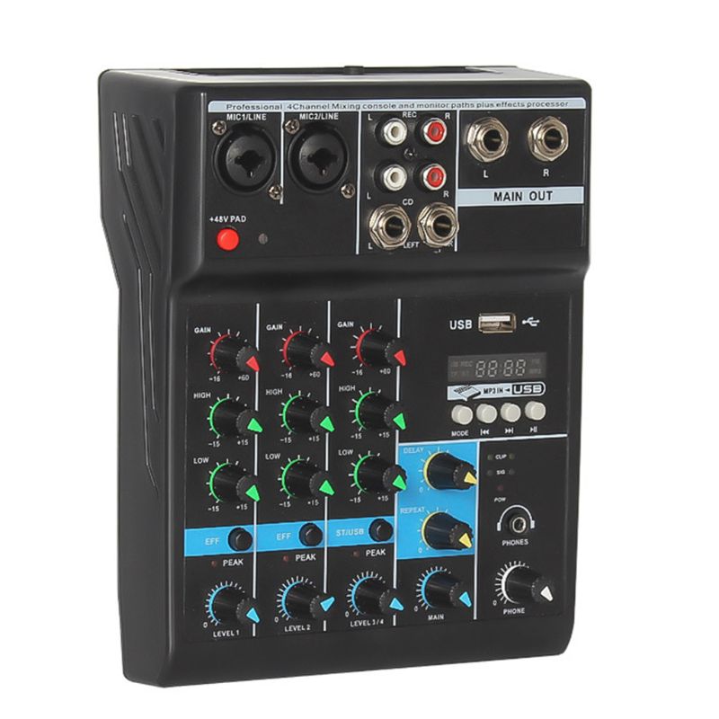 Professionele Audio Mixer 4 Kanalen Bluetooth-Compatibel Sound Mixing Console HX6A