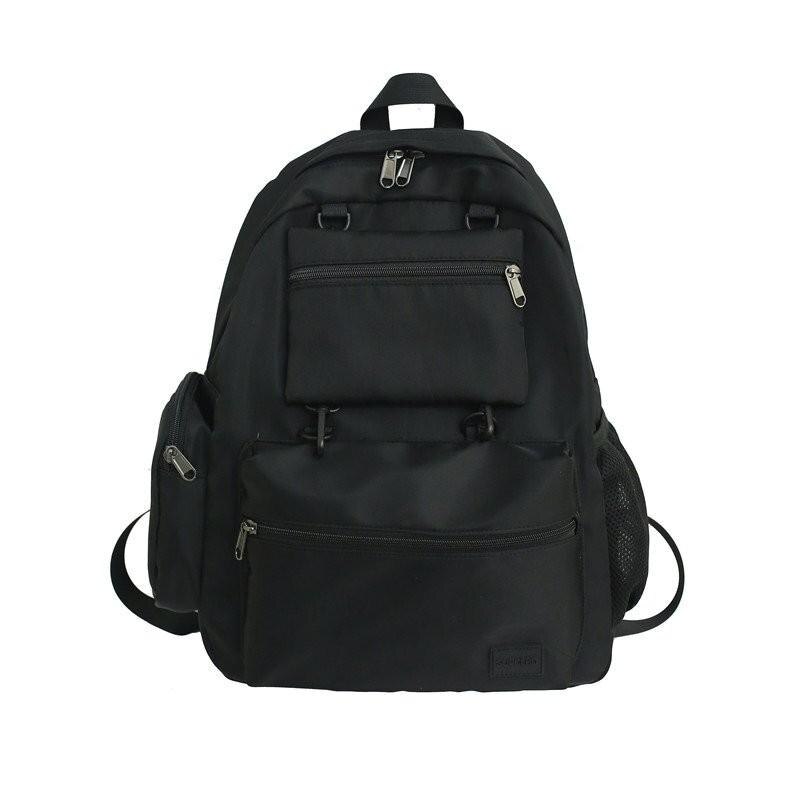 Sommer-damenrucksack Ich bin harajuku-stil aus wasserdichtem Nylon, reisetasche mit großem fassungsvermöGen, schulrucksack für Teenager-mädchen: Schwarz